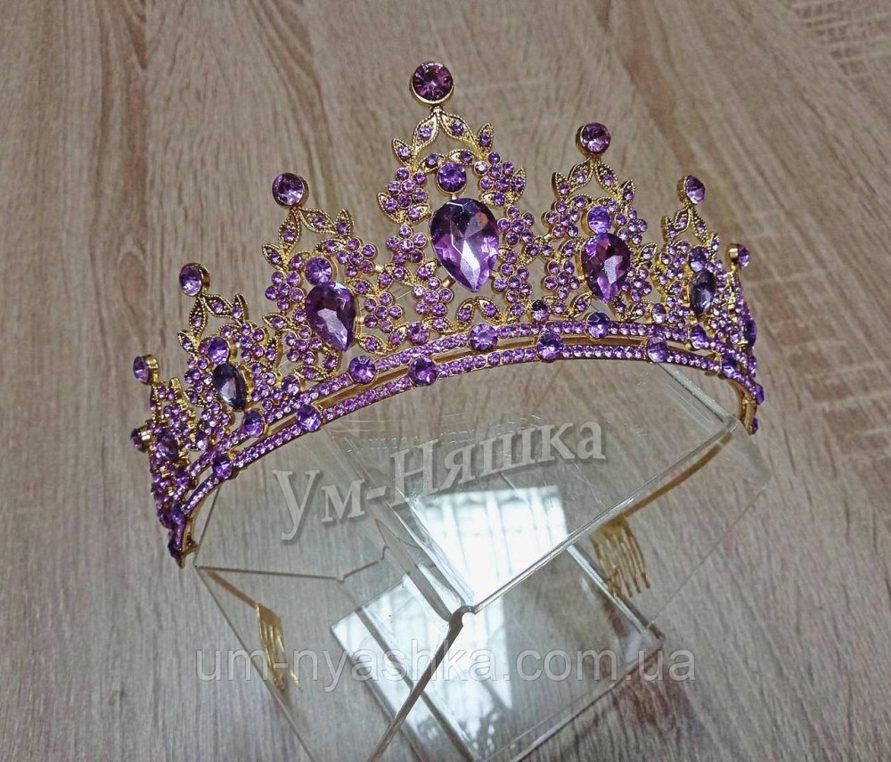 Диадема на обруче Корона лавандовая с камнями Кривой Рог - изображение 1