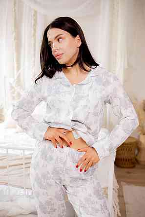 Женский комплект из натуральной ткани Диор серый, Молочный, XL-2XL Харьков