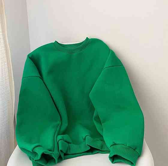 Жіночий теплий одноколірний світшот оверсайз тринитка на флісі Одеса