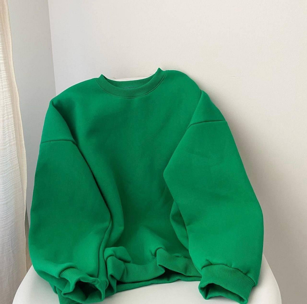 Жіночий теплий одноколірний світшот оверсайз тринитка на флісі Одеса - фото 1