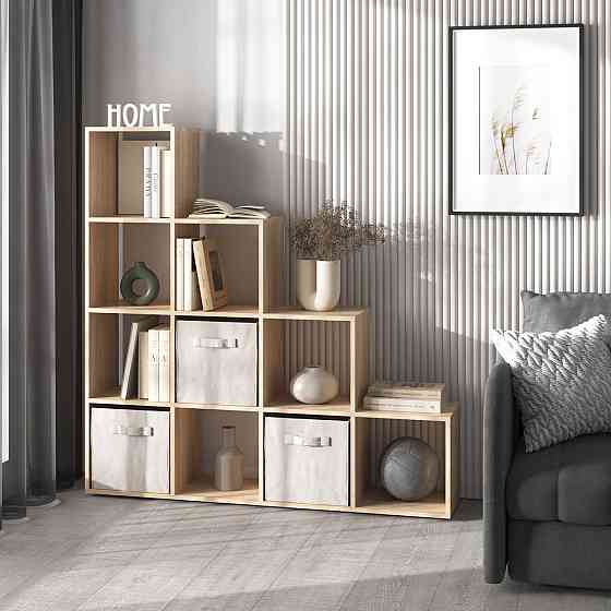 Стелаж VAYS M-40 Дуб Сонома, книжкова полиця з 10 комірками, етажерка для дому, іграшок і декору, ЛДСП, 143×29×143 см Львів
