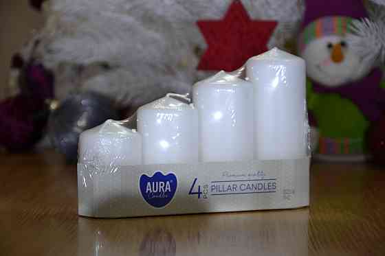 Набір свічок 4 шт. циліндр Bispol AURA Candles Білі (sw50/4-090) Луцьк
