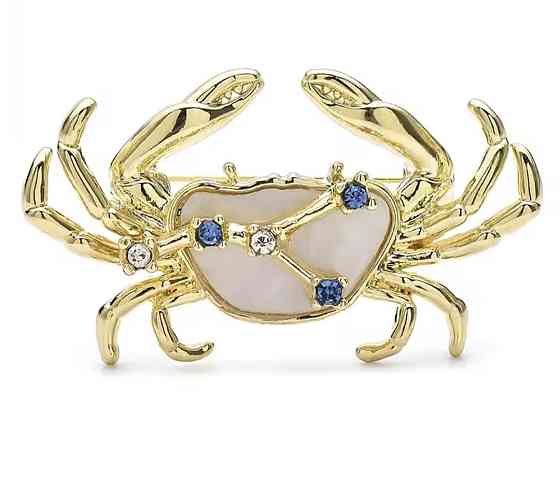 Брошка знак зодіаку "Рак" Золотистий Сміла