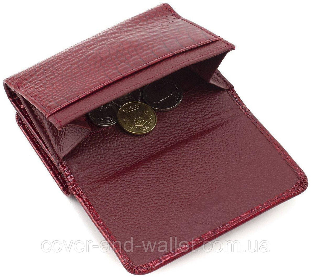 Красный лаковый маленький женский кошелек на магнитах с монетницей ST AE 403 Киев - изображение 9