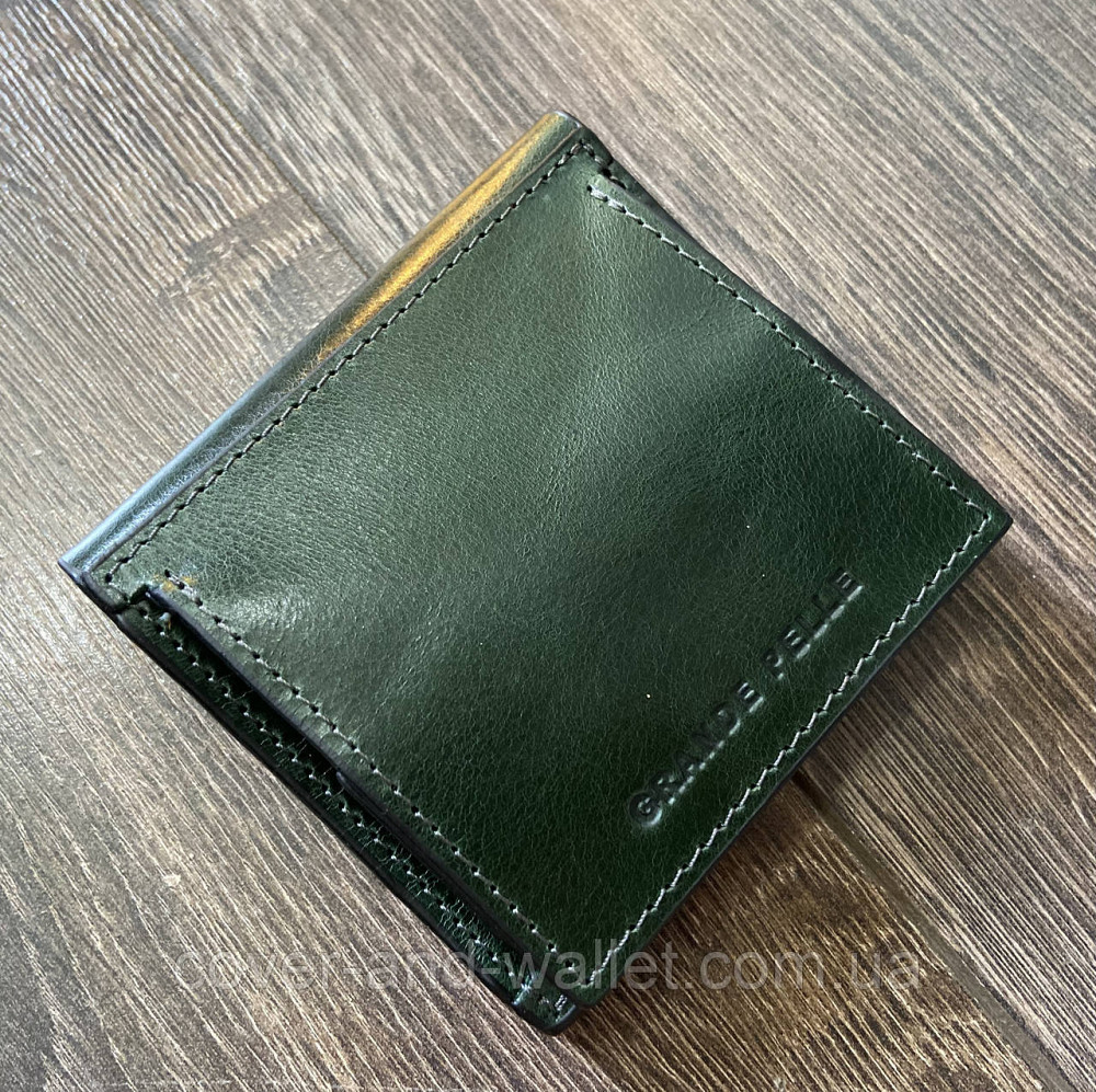 Красивий жіночий гаманець невеликого розміру із італійської шкіри зеленого кольору Grande Pelle Lettera Київ - фото 7