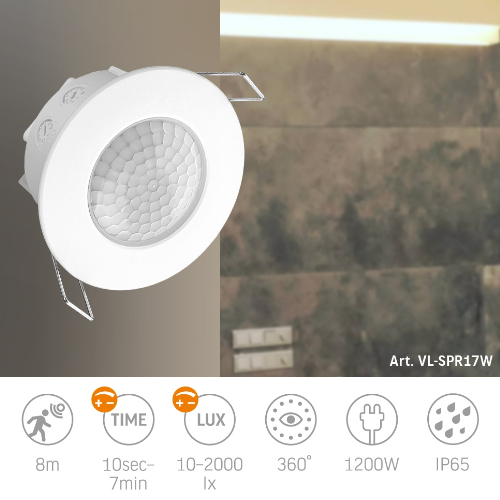 Датчик руху та освітленності 1200W 220V інфрачервоний VL-SPR17W Videx Житомир - фото 5