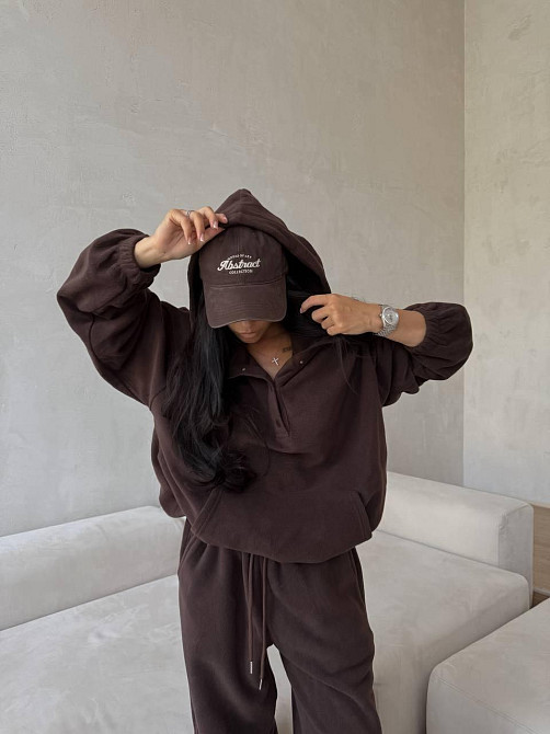 Женский теплый повседневный костюм двойка двойной флис Шоколад, 42 Одесса - изображение 3