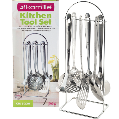 Набір кухонного приладдя 7 предметів:(6шт + підставка) нержавіюча сталь 5230 KAMILLE Житомир - фото 4