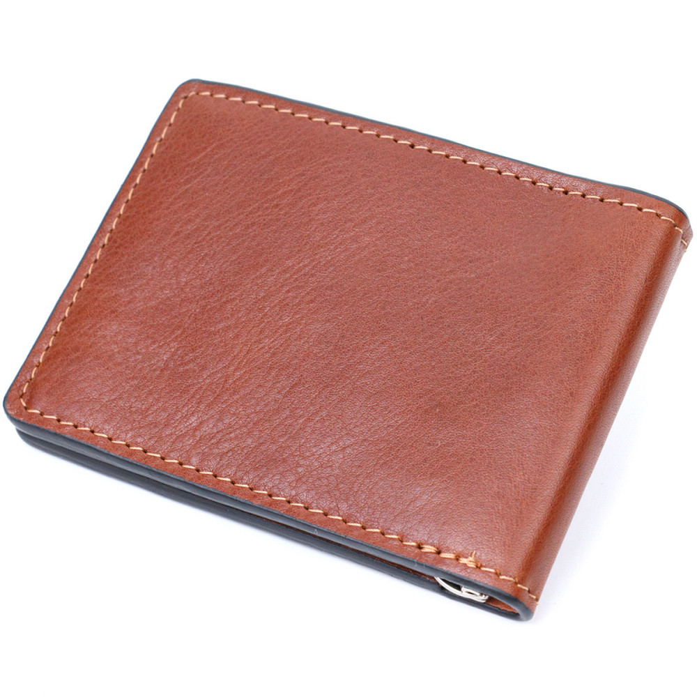 Удобный кожаный зажим для денег Коричневый (GRANDE PELLE) Киев - изображение 6