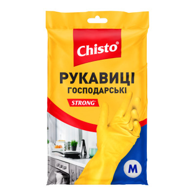 Перчатки хозяйственные Chisto Strong Латексные 1 пара M (4820164153505) Винница - изображение 1