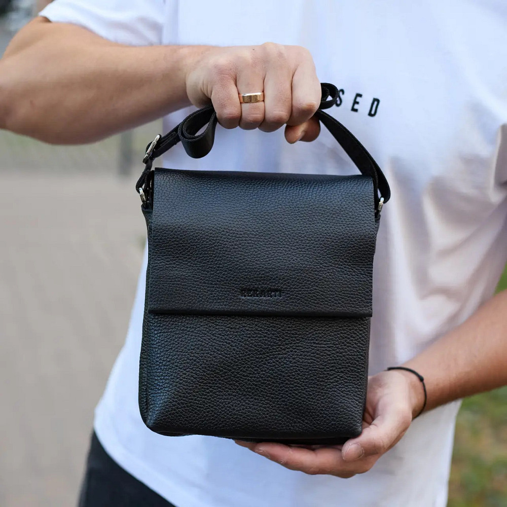 Мужская кожаная сумка черная Кожаный мужской мессенджер черный Tiding Bag Київ - фото 5