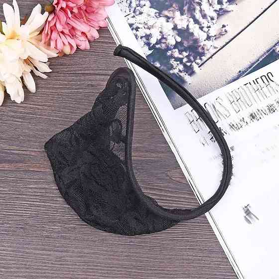 Мужские стринги кружевные one size черный Киев