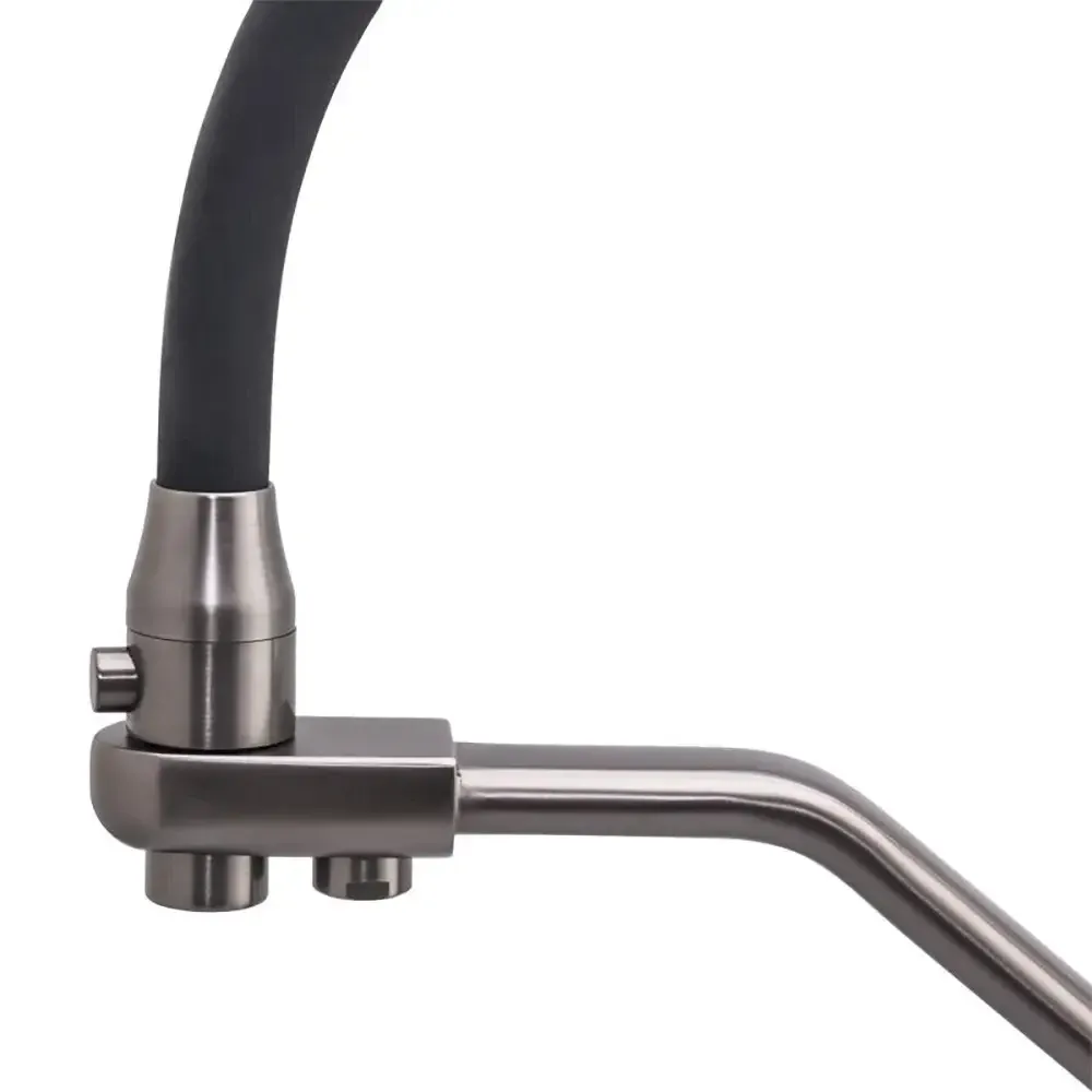 Смеситель для кухни на две воды Frap F4374-15 с гибким изливом, графит/черный Киев - изображение 2