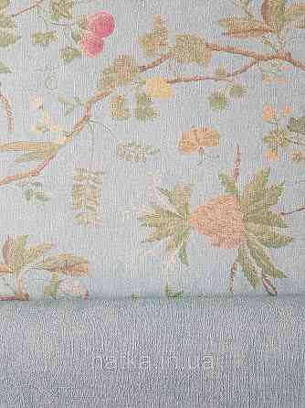 Шпалери метрові вінілові на флізеліні A.S.Creation Flowers Symphony1.06x10 рослини фрукти екзотичні яскраво бірюзові Київ