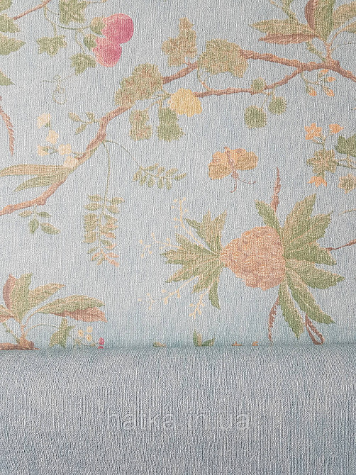 Шпалери метрові вінілові на флізеліні A.S.Creation Flowers Symphony1.06x10 рослини фрукти екзотичні яскраво бірюзові Київ - фото 4