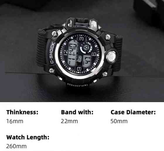 Наручные спортивные мужские часы диам 4,6 дл. 26см шир рем 2,2см, без подарочной коробки Киев