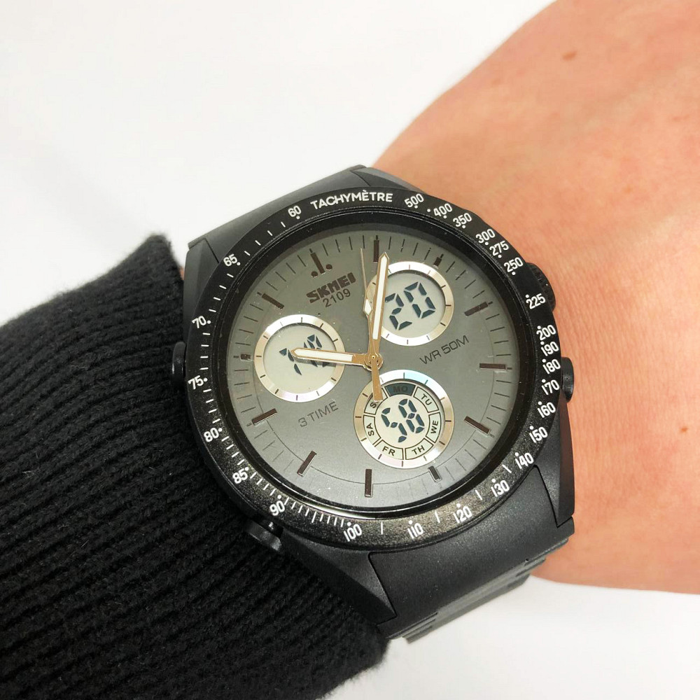 Годинники чоловічі кварцово-електронні спортивні SKMEI 2109BK, Годинники спортивні спорт MH-36 Львів - фото 7