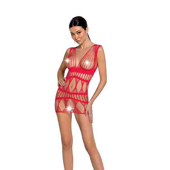 Бодістокінг-сукня Passion BS089 red, міні, плетіння у вигляді павутини Sex Aura Київ