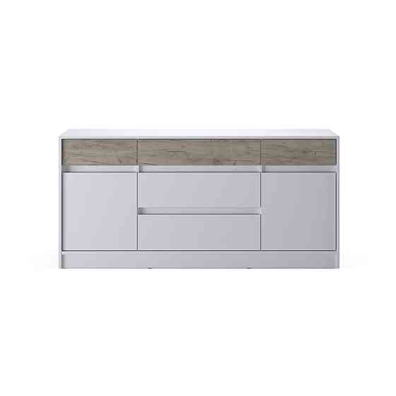 Большой комод с дверью и ящиками Эверест Стайл-1600 160,2х39х75,4 см Нимфея Альба (белый)/Дуб Крафт серый (DTM-071157) Днепр