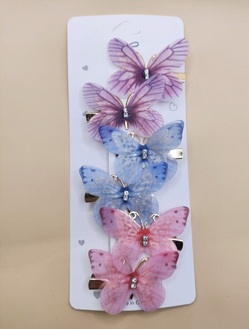 Комплект шпильок "Метелики" 6 шт. Різнокольоровий 5 Сміла - фото 1