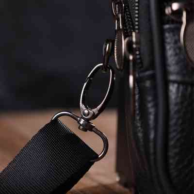 Сумка Vintage Горизонтальная поясная из натуральной кожи Черная (21485) Винница