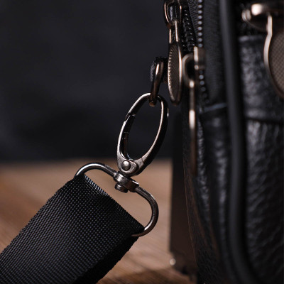 Сумка Vintage Горизонтальна поясна з натуральної шкіри Чорна (21485) Вінниця - фото 5