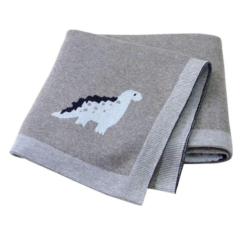 Плед Детский Lovely Svi Хлопок 80х100 см Вязаный Серый Динозавры Киев - изображение 1