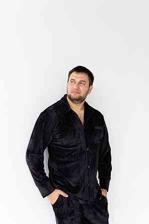 Піжама чоловіча велюрова на ґудзиках Чорний L Харків