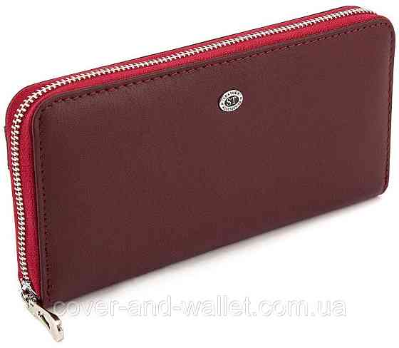 Бордовый кожаный женский кошелек на много карточек ST Leather Киев