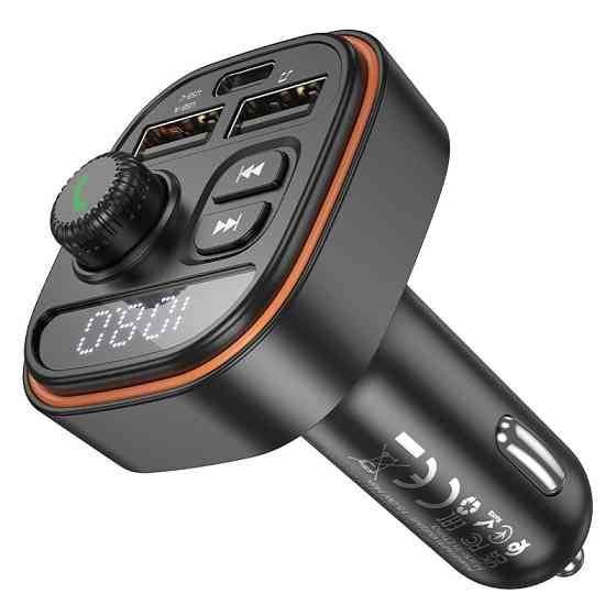 АЗП з FM-модулятором BOROFONE BC59 Heroic car BT FM transmitter Black Одеса