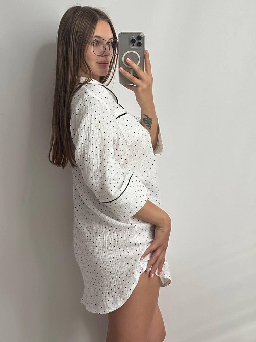 Женская муслиновая ночная сорочка Черный горох XL-2XL Харьков - изображение 2