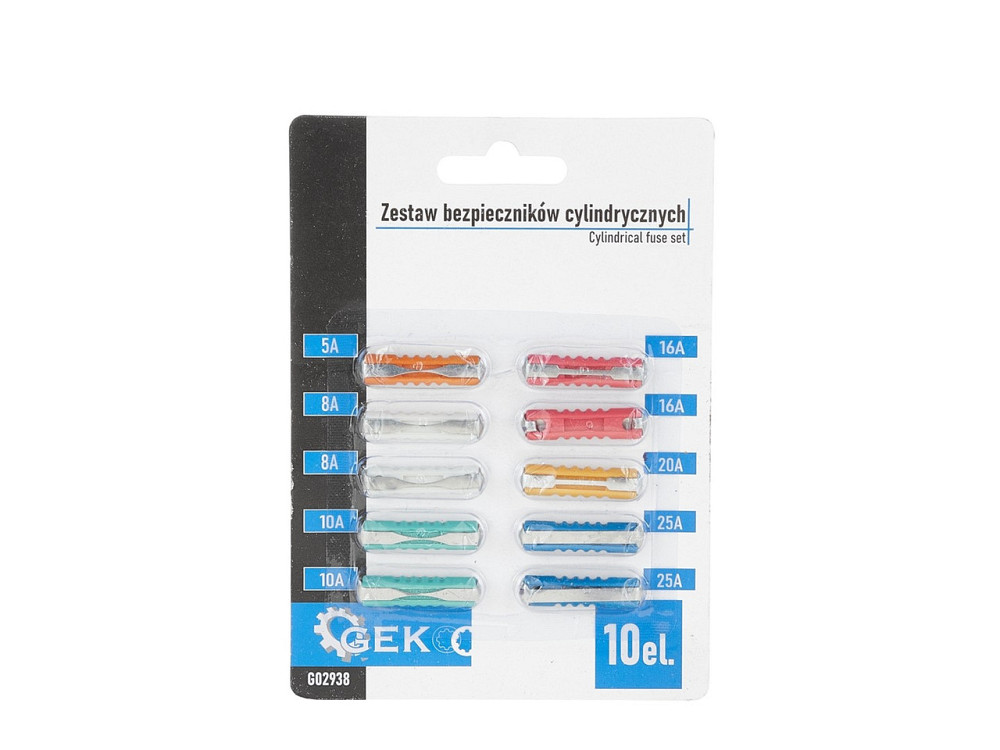 РемНабір циліндричних запобіжників автомобілів, мотоциклів та ін. "GeKo"  5А -  25А, комплект 10 штук Стрий - фото 4