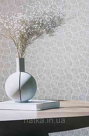 Шпалери вініл на флізеліні AdaWall Omega1.06х10 геометрія 3д фігури напівкруги смуги срібло коричневі 23201-4 Київ