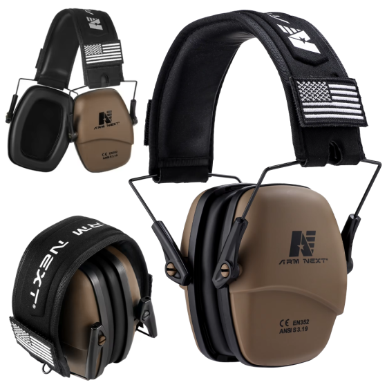 Тактические наушники для стрельбы с шумоподавлением,Arm Next,Коричневые SBR Киев
