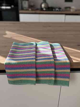 Укртекс Набір кухонних рушників вафельних Укртекс 3 шт 35х50 см різнокольорова смужка Киев