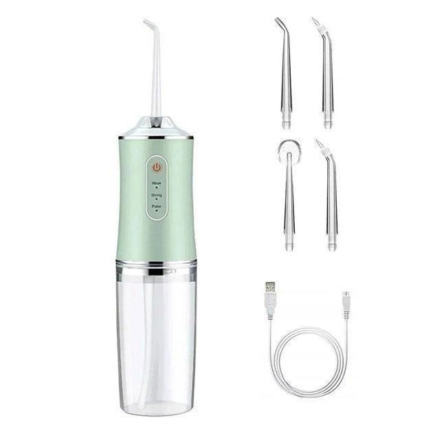 Іригатор для чищення зубів та порожнини рота Oral Irrigator з акумулятором та змінними насадками. YL-394 Колір: зелений Київ - фото 3