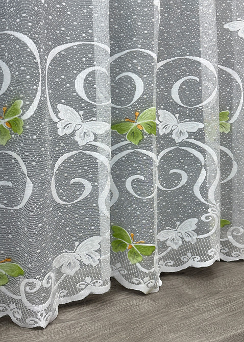 Тюль VR-Textil 1901т Жакард Метелики Білий з зеленим 400х260 см (42-1303) Київ - фото 8