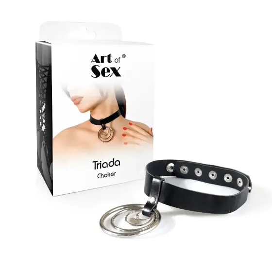 Чокер із натуральної шкіри Art of Sex - Triada, колір чорний Львов
