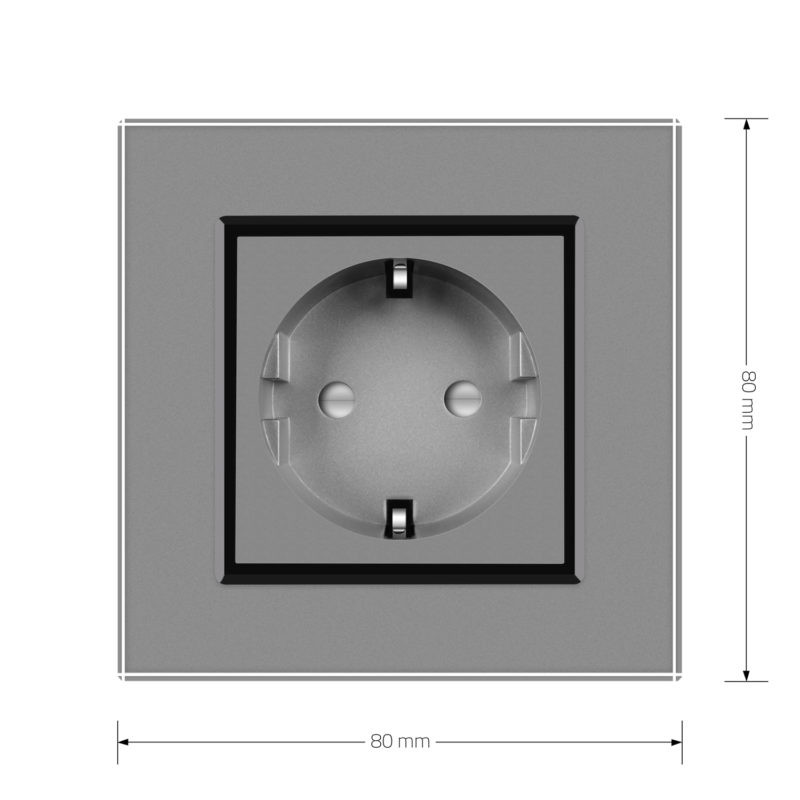 LIVOLO Електрична розетка з заземленням LIVOLO, сіра з чорною вставкою, шторки, скло, 250В 16А Коломия - фото 9