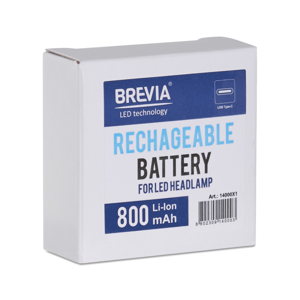 Аккумулятор Brevia 3.7V 800mAh Li-polymer с Type-C для налобных фонарей Львов - изображение 3