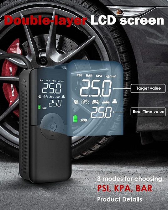 Автомобильный компрессор для шин с функцией Powerbank Киев - изображение 8