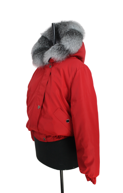 Бомбер женский с мехом блюфрост 52 Красный Харьков - изображение 4