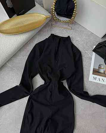 Женский теплый комбинезон на молнии с перестрочками пума Черный, 46/48 Одесса