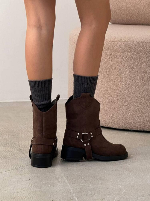 Ботинки NikArt коричневые замша натуральная высота 20 см размер 37-40 (5750) Коломия - фото 4