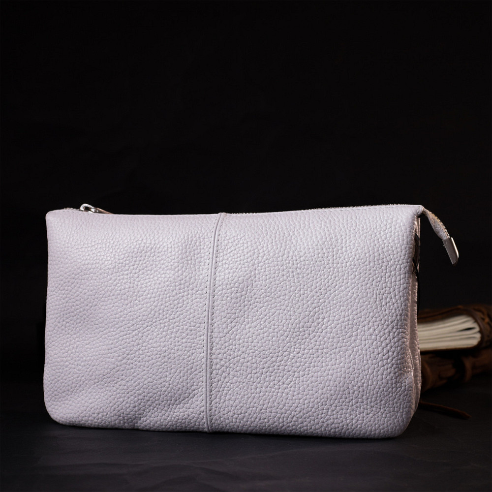 Стильний жіночий клатч із натуральної шкіри GRANDE PELLE 11635 Білий Київ - фото 2