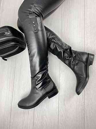 Nivelle Шкіряні чоботи жіночі демісезонні весна-осінь на низькому ходу чорні з натуральної шкір Коломыя