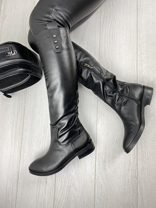 Nivelle Шкіряні чоботи жіночі демісезонні весна-осінь на низькому ходу чорні з натуральної шкір Коломыя - изображение 1