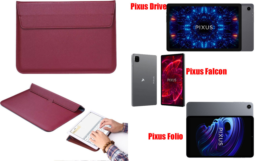 Чехол-конверт VitoCase для Pixus Drive, Falcon, Folio, с функцией подставки для планшета Бордовый Киев - изображение 1