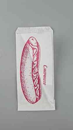 Пакет паперовий крафт білий 90х0х210, 40 г/м2, друк хот-дог (100 шт.) Харків