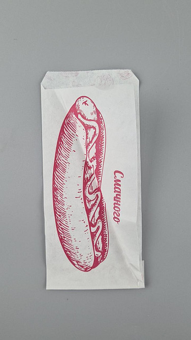 Пакет паперовий крафт білий 90х0х210, 40 г/м2, друк хот-дог (100 шт.) Харків - фото 2